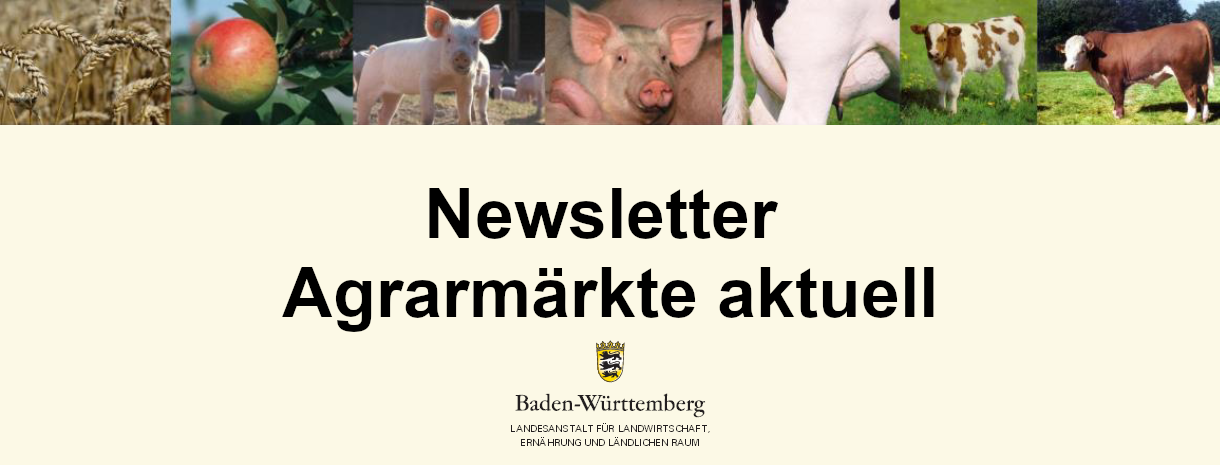 Zusammenfassende Darstellung (Schlachtschweine, Ferkel, Kälber, Getreide, Tafeläpfel) Newsletter Agrarmärkte akttuell LEL