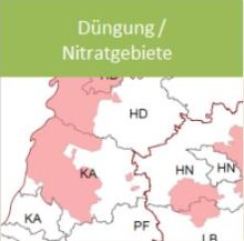 Die Kulisse der Nitratgebiete f&uuml;r Baden-W&uuml;rttemberg nach &sect; 13 D&uuml;V (Rote Gebiete) steht als Karte zur Verf&uuml;gung. 